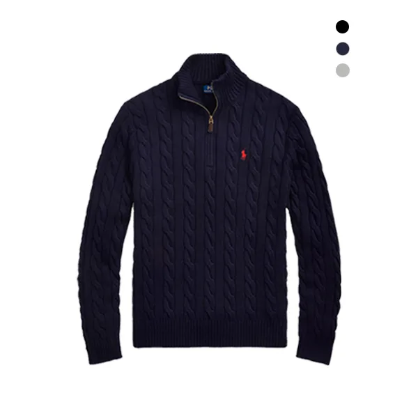 폴로랄프로렌 POLO 남녀공용 케이블 꽈배기 반집업 [3COLOR]