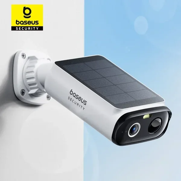 베이스어스 시큐리티 S1 라이트 솔라 보안 카메라 무선 야외 카메라 연속 전원 2K 해상도 135 ° FOV IP67 와이파이 카메라