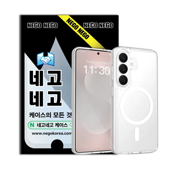 맥세이프 케이스 슬림형 내장범퍼 강력자력 변색방지 투명, 갤럭시S23 플러스