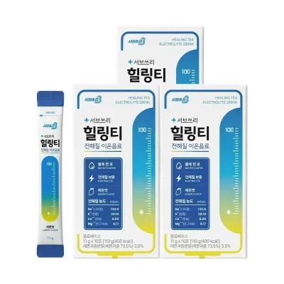 솔리치 힐링티 전해질 이온음료 10포 3박스 (총 30포) 레몬맛 마시는 포도당 에너지 수분충전 수분보충