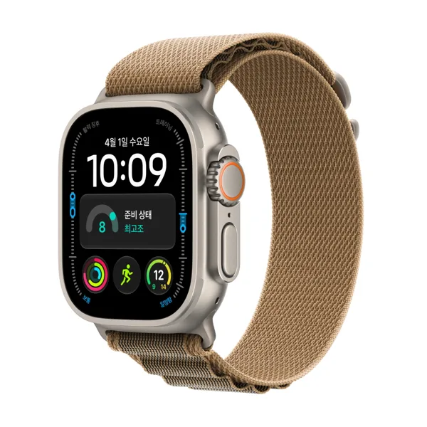 애플워치 울트라 4 셀룰러 내추럴 티타늄, 49mm, 데저트 알파인 루프(M)