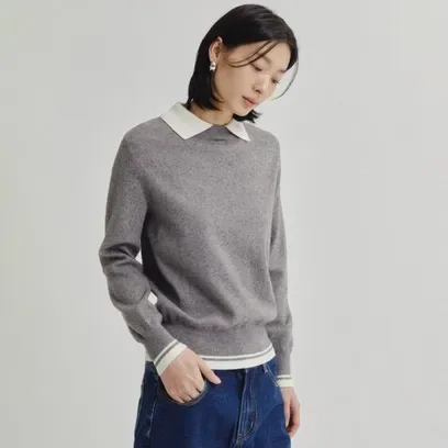더아이잗 칼라 레이어드 풀오버 니트 ISSP1PO107