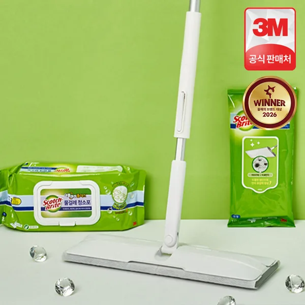 3M 스카치브라이트 올터치 더블액션 막대걸레 청소포 세트 (대형 막대+물걸레 20매+정전기 10매)