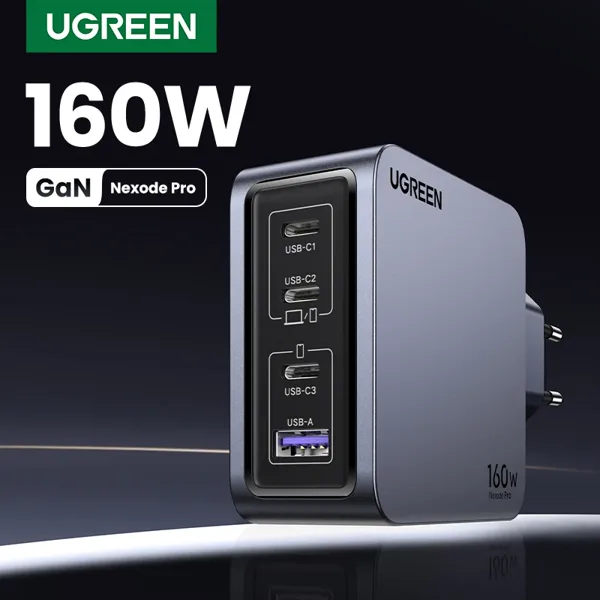【KR 플러그 】유그린 160W GaN 충전기 PD3.1 QC4.0 3.0 고속 충전 MacBook Pro 노트북 USB 충전 지원 삼성 iPhone 18 샤오미 태블릿등 적용