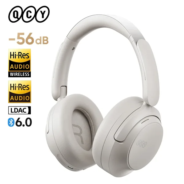 QCY H3S -56dB 어댑티브 ANC 오버이어 헤드폰 하이 레졸루션 LDAC 공간 음향 무선 이어폰 블루투스 6.0 듀얼 드라이버 102H 헤드셋