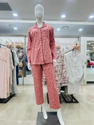 비비안 순면 면기모 케이크나염 여성파자마 WP7016