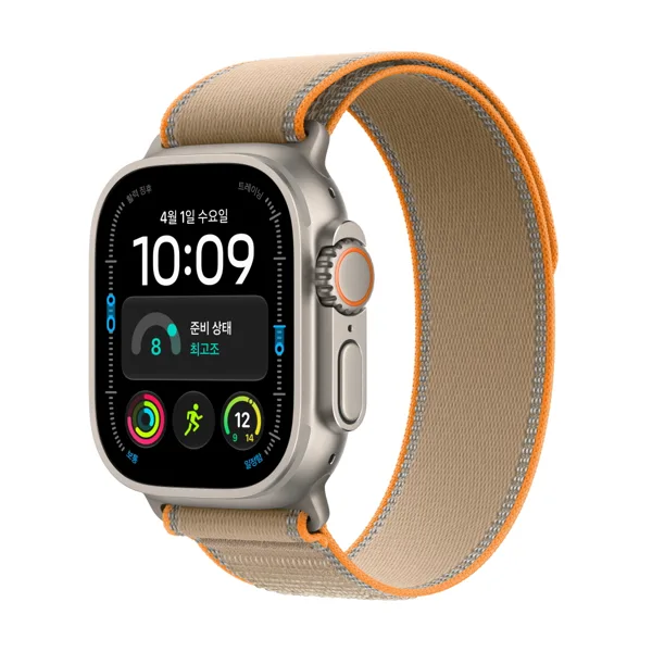 애플워치 울트라 4 셀룰러 내추럴 티타늄, 49mm, 샌드 트레일 루프(S M)