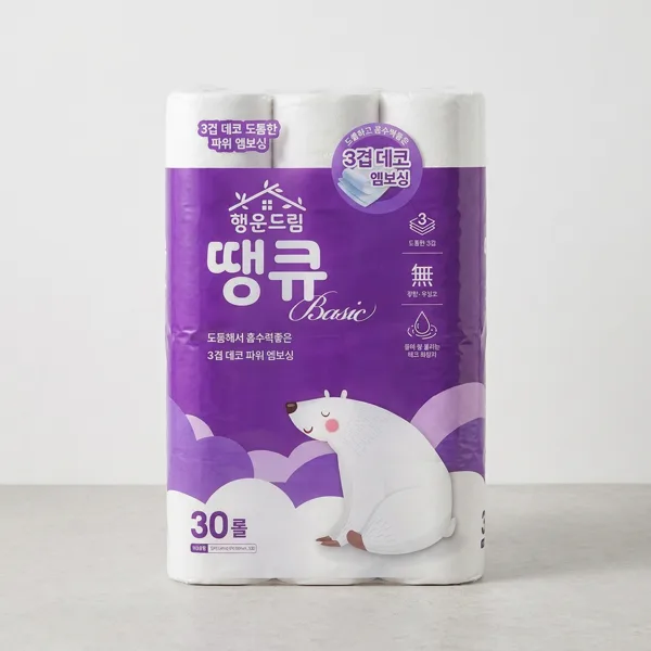 행운드림 땡큐 베이직 화장지, 3겹, 30롤, 14m, 1팩