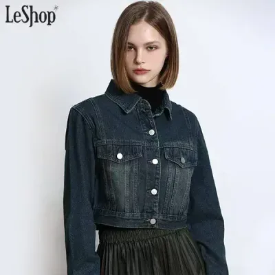 르샵(LeShop) 빈티지 워싱 크롭 데님 재킷