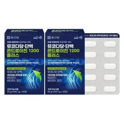 종근당 관절연골 건강프로젝트365 뮤코다당 단백 콘드로이친 1200 플러스 1000mg, 60정, 2개
