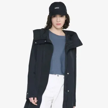 여성 MTD 롱 후드 자켓 AIS23WOUT007NOIR