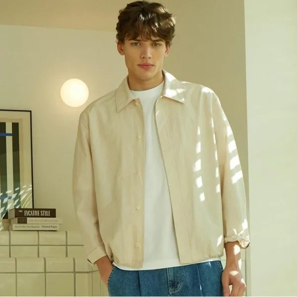 노티그 코튼 블렌드 오버셔츠 자켓 베이지_OKS3SHCL107I1