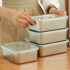 마스테인 강화 스텐 밀폐용기 스테인레스 냉장고 보관용기 스탠 야채 채소 반찬통 보관함 업소용 사각 밧드 밧트 바트 통, 2개, 몸체+뚜껑