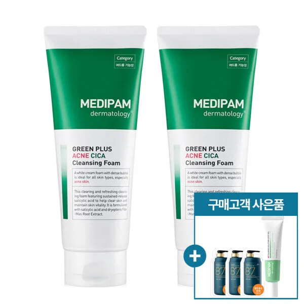 메디팜 여드름 기능성 클렌징폼 220ml 2개 + 정품 스팟젤 15ml + 파우치3매