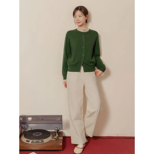 BNX 울 혼방 데님 카라 배색 가디건