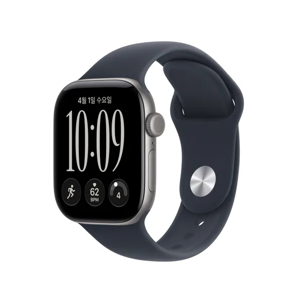 애플워치 12 GPS 알루미늄 스페이스 그레이, 42mm, 네이비 블루 스포츠 밴드(M L)