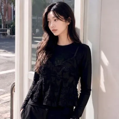 (더틸버리) 뷔스티에 레이어드 롱 슬리브 티셔츠 TS9N0TS011