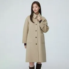 플라스틱아일랜드 여성용 버튼 포켓 핸드메이드 롱 코트 PR4HC062