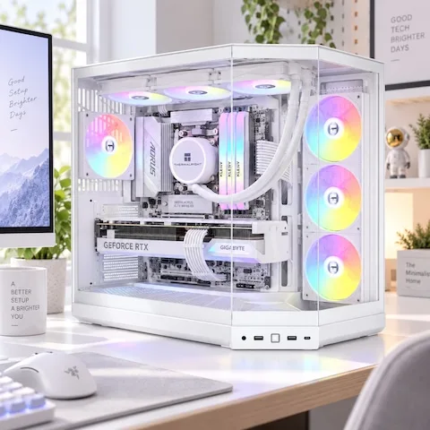 HYTE Y50 스노우 화이트 감성 반본체PC (7800X3D/32G)