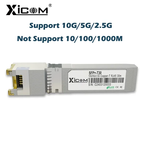 Xicom 10G RJ45 SFP 구리 모듈 10G/5G/2.5G RJ45 포트 트랜시버 10GBase-T RJ45 Cisco/Mikrotik 이더넷 스위치와 호환 가능