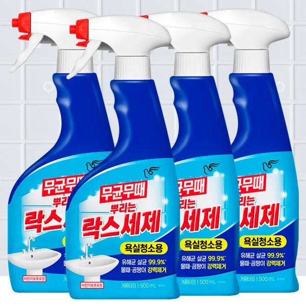 피죤 무균무때 뿌리는 락스세제 욕실청소용, 500ml, 4개