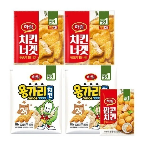 용가리치킨 300g 2봉+치킨너겟 300g 2봉 +팝콘치킨180g 1봉