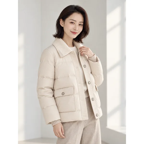 PAT 여성 탈착 니트카라 구스다운 점퍼_MK82002