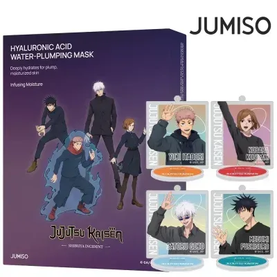 주술회전X주미소 히알루로산 마스크 x10매 세트+스탠드키링(랜덤1개 내장)+폼20ml