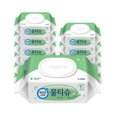 깨끗한나라 퓨어그린 물티슈, 캡형, 100매, 12입, 1개