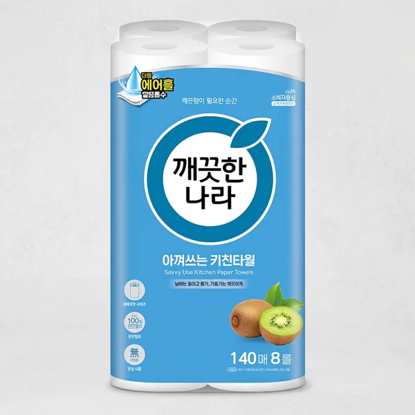깨끗한나라 아껴쓰는 키친타월, 140매, 8롤, 1팩
