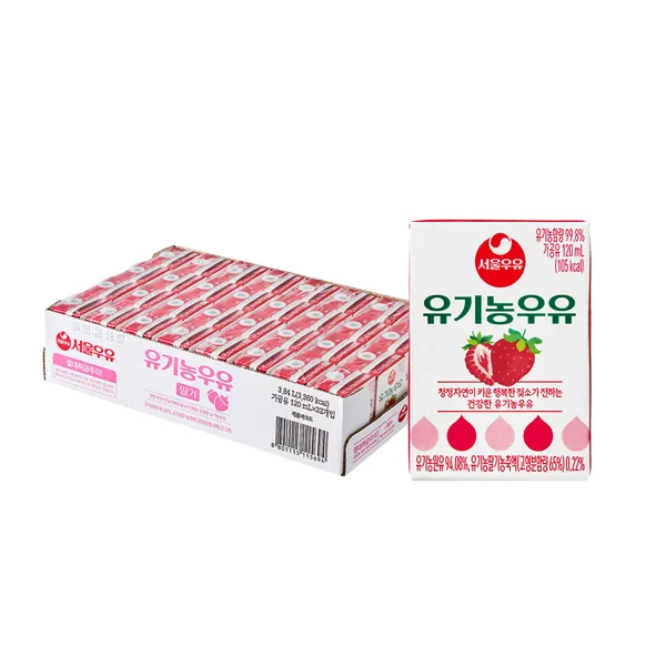 서울우유 유기농우유 딸기 120ml, 32개 (~소비기한 11/26)