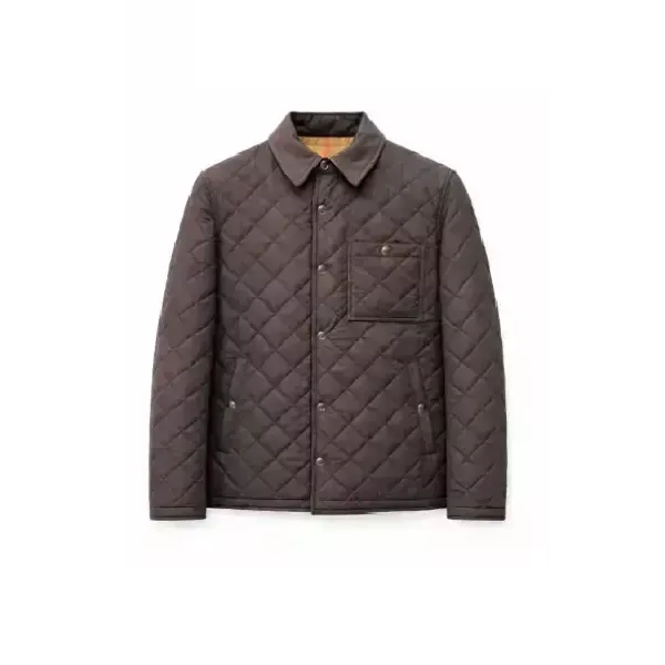 FARSLEY 남성 양면 체크 카라 퀼팅자켓 BLACK/TAUPE BROWN 81193371