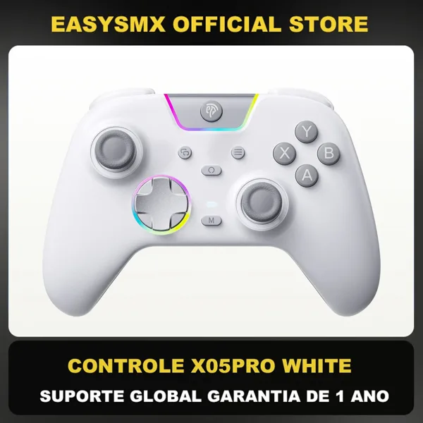 EasySMX X05 Pro 게임패드 RGB 게임 컨트롤러, PC/스위치/폰/TV/스팀 호환, 홀 이펙트, 듀얼 럼블 모터, 화이트