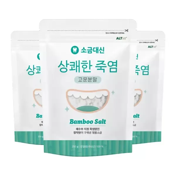소금대신 치아용 양치용 상쾌한 죽염 고운분말 250g x 3개
