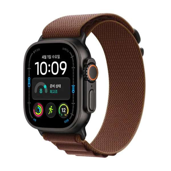 애플워치 울트라 4 셀룰러 블랙 티타늄, 49mm, 버건디 알파인 루프(L)