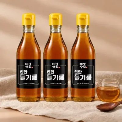 제성상회 진한 들기름 350ml x 3 병