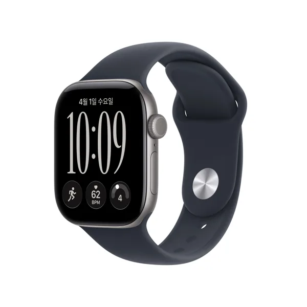 애플워치 12 셀룰러 알루미늄 스페이스 그레이, 42mm, 네이비 블루 스포츠 밴드(S M)