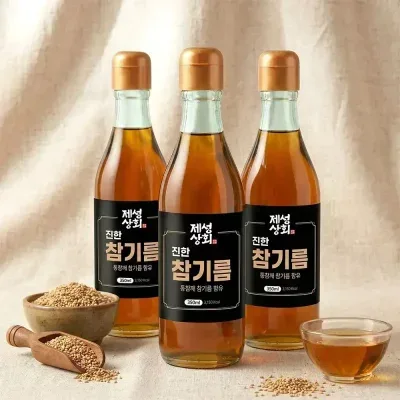 제성상회 진한 참기름 350ml x 3 병