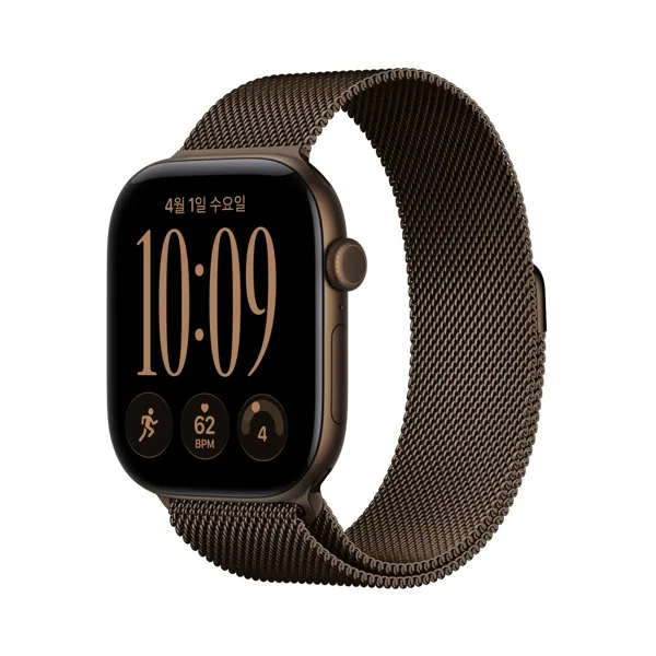 애플워치 12 GPS 46mm 다크 브론즈 알루미늄, 다크 브론즈 밀레니즈 루프 (M/L) MKD84KH/A