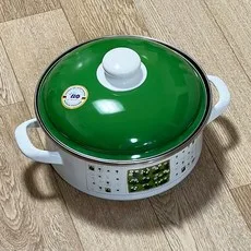 ELO 인덕션 글뤽스블룸 법랑 양수냄비, 20cm, 그린 + 화이트, 1개